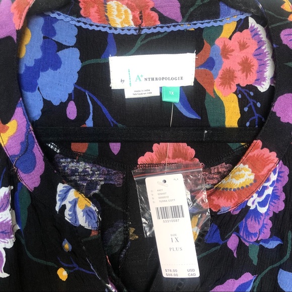 Anthropologie Plus Size Josie Dolman Floral Blouse - Picture 5 of 10